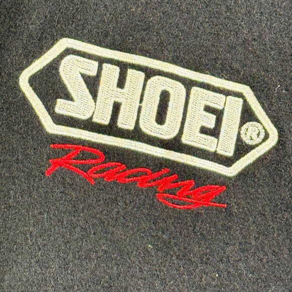 Vintage Shoei Racing 90's XL Black Wool & Leather Bomber Jacket - Picture 9 of 14